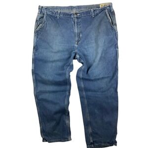 Carhartt Mens Relaxed Fit Carpenter Jeans Blue Denim Distressed 45x30 Utility